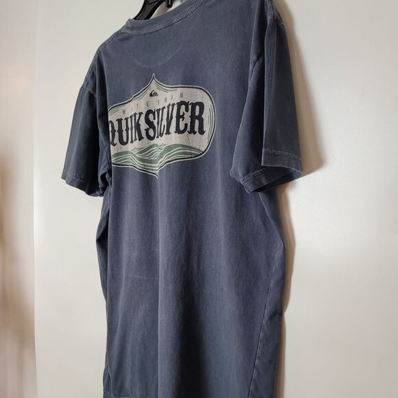 Quiksilver Waterman Blue Graphic Logo T-Shirt L 100% Cotton Short Sleeve Casual - Picture 6 of 9